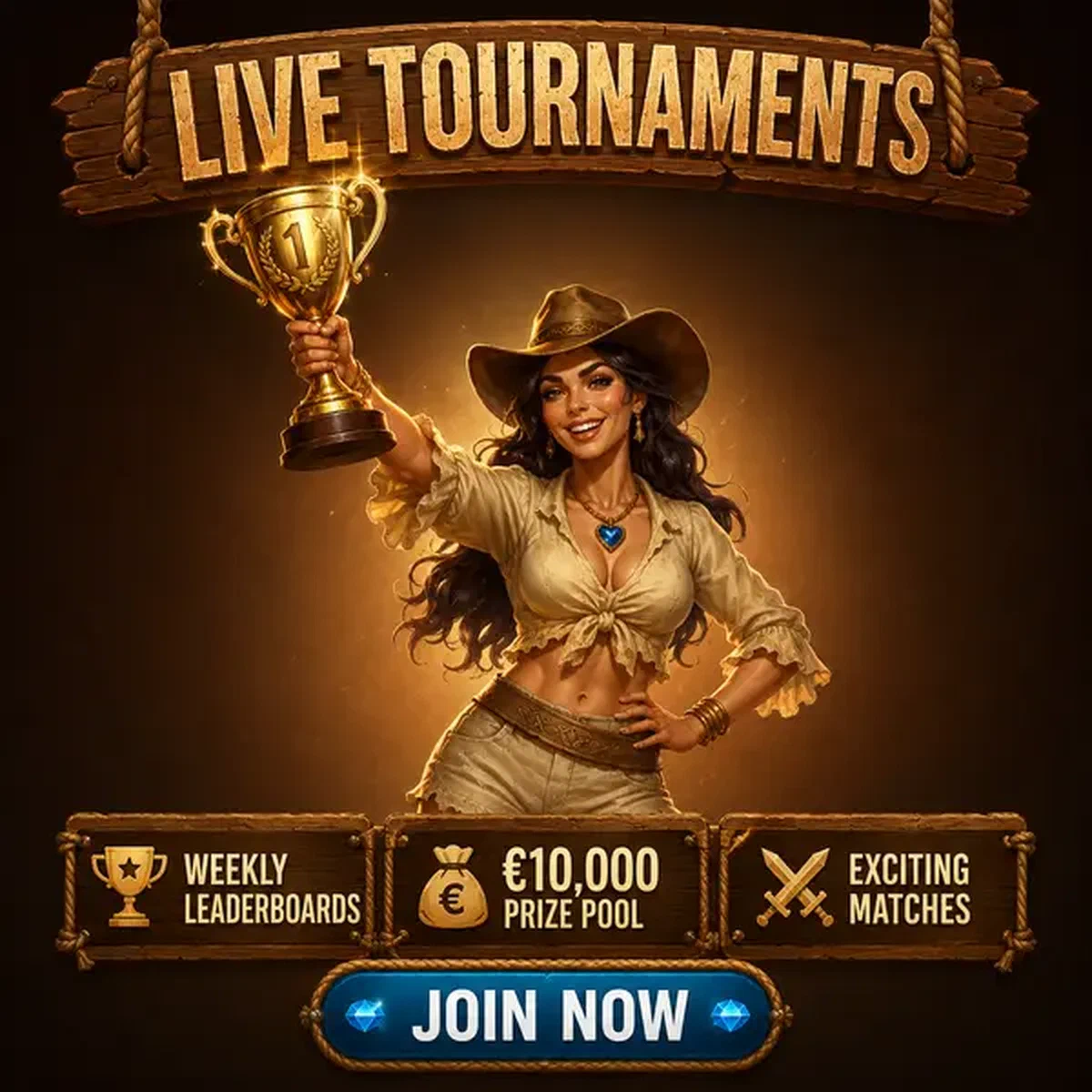 Campione del torneo che celebra la vittoria con trofeo dorato a Live Tournaments and Weekly Leaderboards live casino