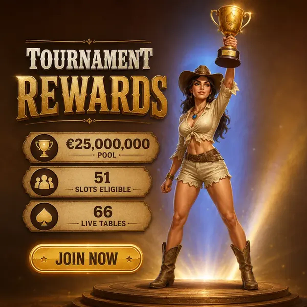 Cercatore che alza il trofeo dorato alla vittoria dei giri gratuiti Tournament and Leaderboard Spin Rewards