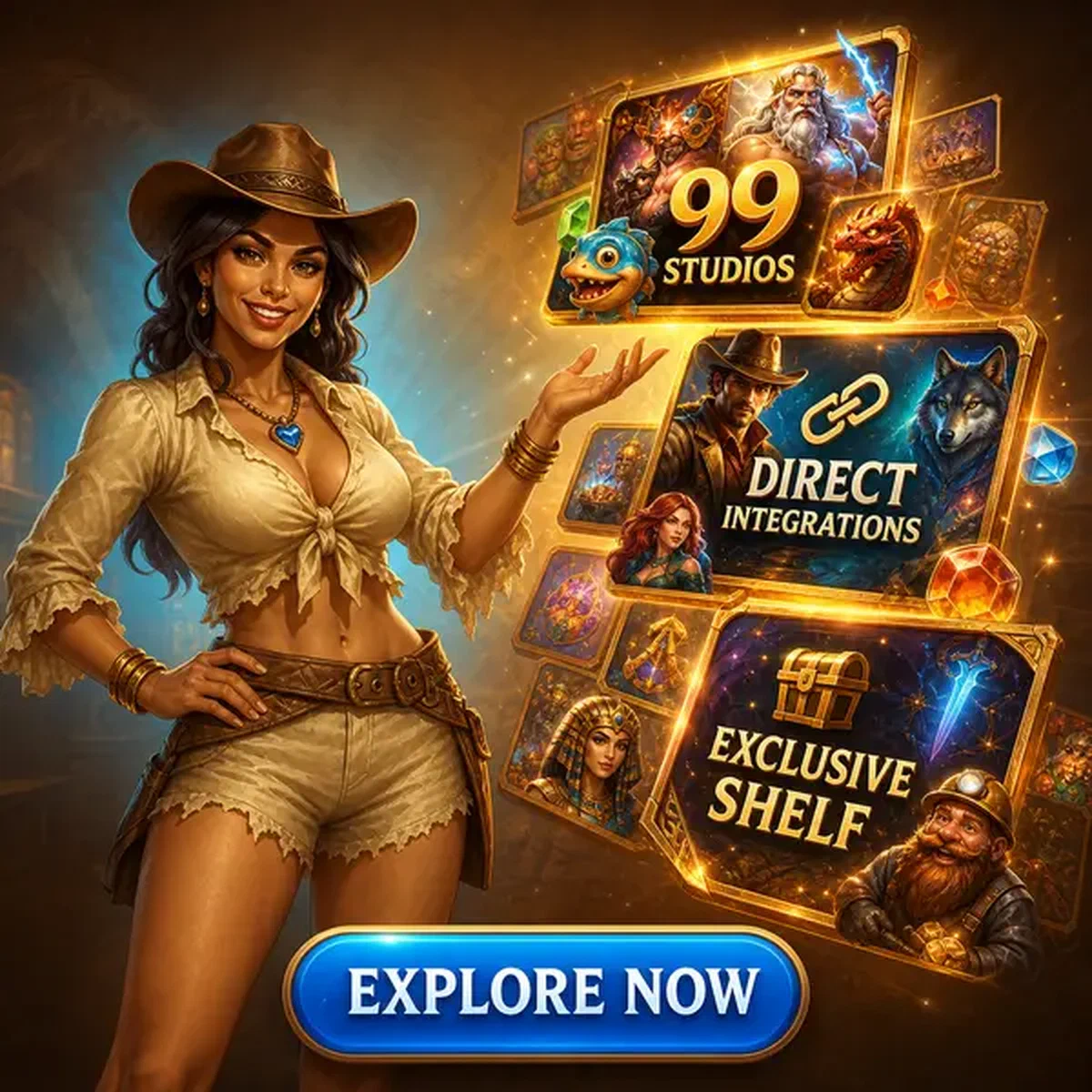 Il Cercatore mostra tessere d'arte di gioco che mostrano la collezione di provider software Rolldorado